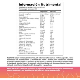 Vitaminas Premium De Biotina, Colágeno, Ácido Hialurónico Y Queratina Con Vitamina B1, B2, B3, B5, B6 Y B12  18 Ingredientes activos - 200 Cápsulas