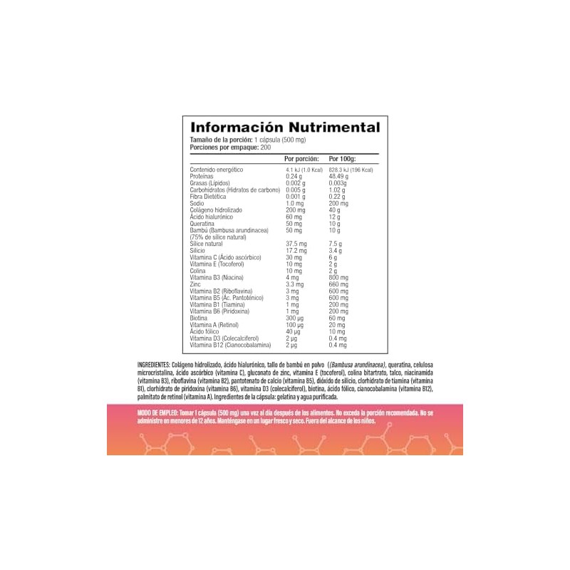 Vitaminas Premium De Biotina, Colágeno, Ácido Hialurónico Y Queratina Con