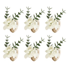 Handmade Floral Napkin Rings, Hydrangea & Eucalyptus Leaf Spring Decoration for Wedding, Easter, Party and Everyday Table Setting