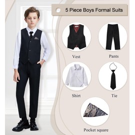 Boys Suit Black Vest Suit Set Dress Pants for Boys Wedding Easter Suits Boys Formal Outfit Dress clohes Size 14