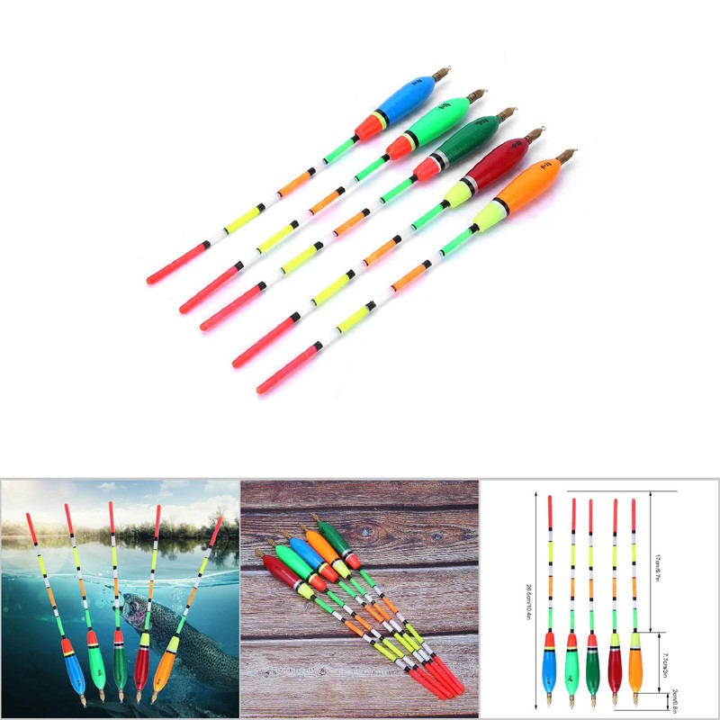 5PCS Multiple Color Balsa Wood Fishing Float Bobber Bite Indicator