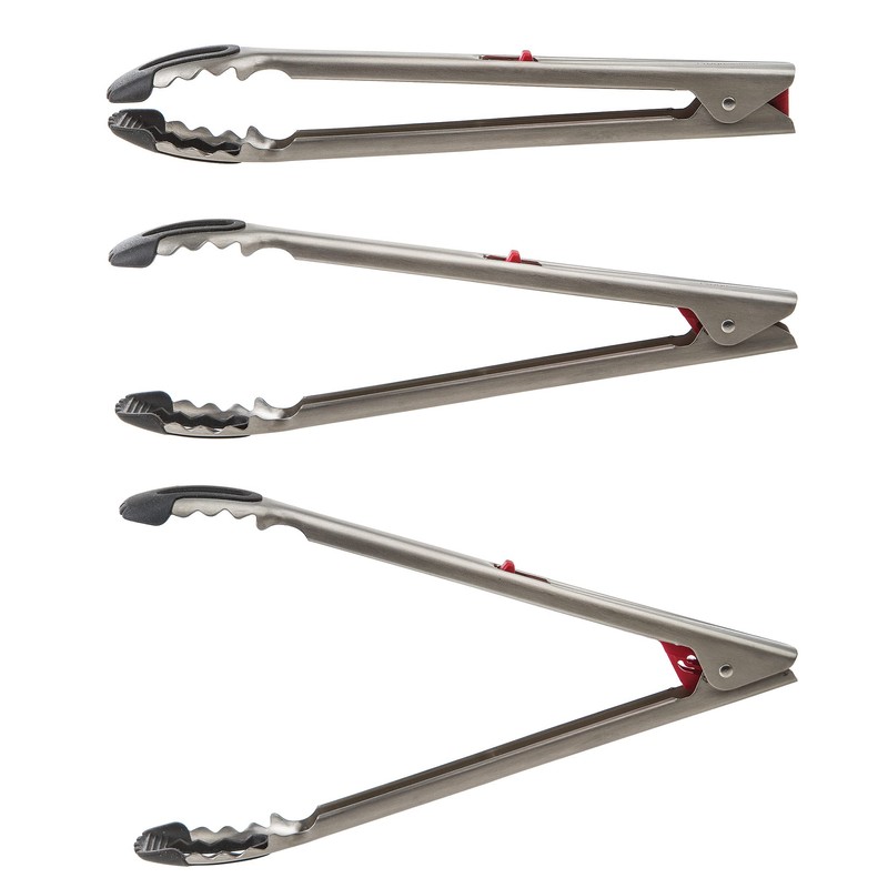 Prep Solutions 12 Inch Stainless Steel, One-Handed Locking Tongs