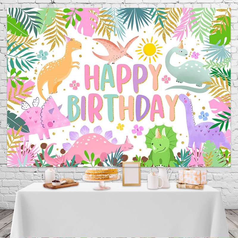 Mocsicka Dinosaur Birthday Backdrop Cartoon Dinosaur Birthday Background Party Decor