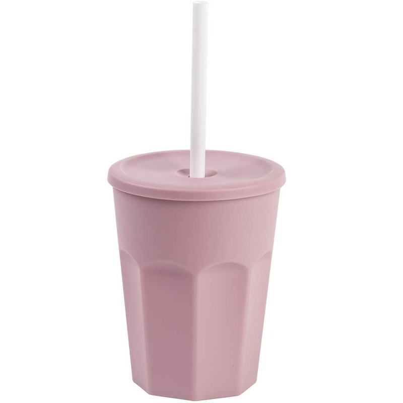 ENGELLAND - 5 x Plastic Cups with Lids, Pink, Drinking