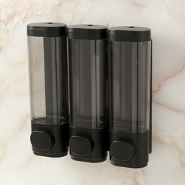Lockable Wall-Mounted Triple Liquid Soap Dispenser 300ml Shampoo & Conditioner Container 4ea