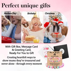 Focxoio Mothers Day Gifts for Mum from Daughter, Mother Daugther Bracelets Birthday Gifts for Mummy and Me Matching Heart Bracelet Presents