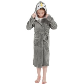 ACOGNA Girls Robe Hooded Boys Animal Bathrobes Children Birthday Christmas Gifts, penguin 140