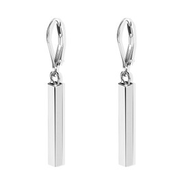 S925 Sterling Silver Bar Dangle Drop Earrings Minimalist Long Vertical Bar Earrings Hypoallergenic Hoop Vertical Earrings Simple Linear Leverback Earrings Geometric jewelry for Women Girls（Silver ）