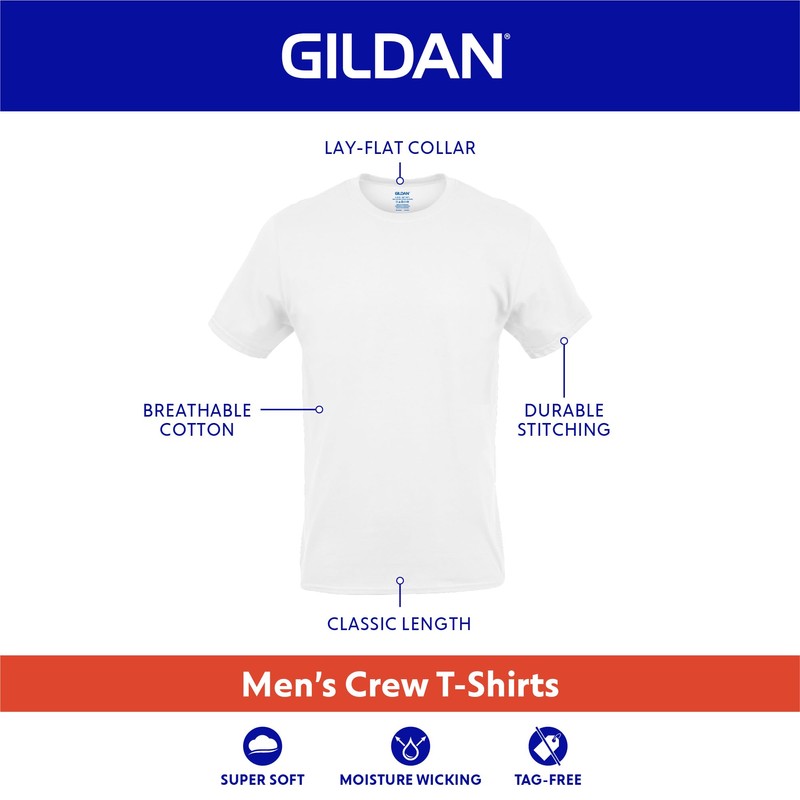 Gildan Men's Crew T-Shirts, Multipack, Style G1100, White (12-Pack), Large