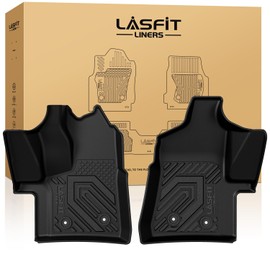 LASFIT Front Floor Mats for 2020-2025 Ford Transit with Vinyl Floor (All Models Except Transit Connect), All Weather Protector TPE Car Floor Liners for Transit Vans, 1st Row Only, 2pc-Black