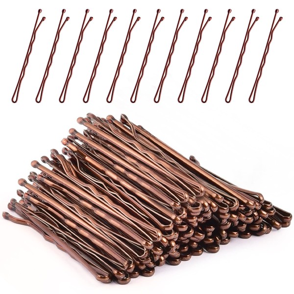 Hair Grips Brown, MORGLES 120 Pcs Bobby Pins Brown Hair Pins for Women with Box (5 cm/2Inches)