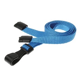EasyBadge 100 Pack Light Blue lanyards for ID Cards with Safety Breakaways and Metal Lobster Clips