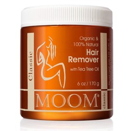 MOOM Organic Sugar Wax with Tea Tree Oil, 6 oz Jar, Hair Removal for Bikini, Brazilian, Face & Legs - Soft Wax for Sensitive Skin, Wax Beads Alternative For Women & Men (Strips & Sticks NOT Included)