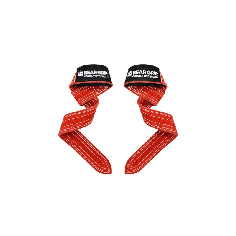 BEAR GRIP - Leather Weight Lifting Straps for Gym, Bodybuilding,