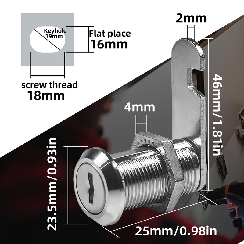 10 Pack Cam Locks Keyed Alike, 1-1/8''Cylinder Fits on 7/8''