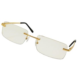 Eyewear CL-25902 Rimless, Borderless, Lightweight, Square, UV Protection, Color Lenses, Sunglasses, Unisex, gold