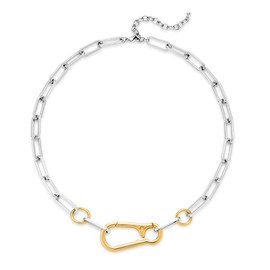 Glorig Carabiner Gold Necklaces For Women With Paperclip Chain Necklace Trendy Gold And Silver Necklaces Mixed Metal Two Tone Necklace Chic Link Chain Necklace Jewelry Gift