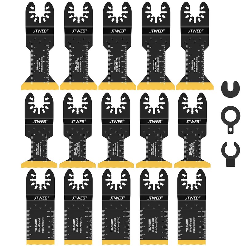 JTWEB 15PCS Titanium Oscillating Saw Blades, Multitool Blades Oscillating Tool