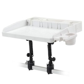 HITORHIKE Bait Board Set with Mounts & Extenders – White Cutting Board for Bass, Center Console, Pontoon Boats – Great for Fishing, Filleting, Outdoor Cooking (Round & Square Rail Mount Set)