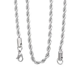 JSEA 3 4mm Stainless Steel Chain Silver Tone Twist Rope Necklace Chain 20 24 28 inch (18, 4mm)