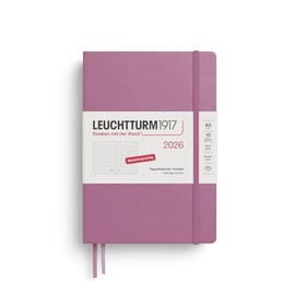 LEUCHTTURM1917 Dotted Medium (A5) 372600 Daily Calendar 2026, 12 Months, Dusty Rose, German