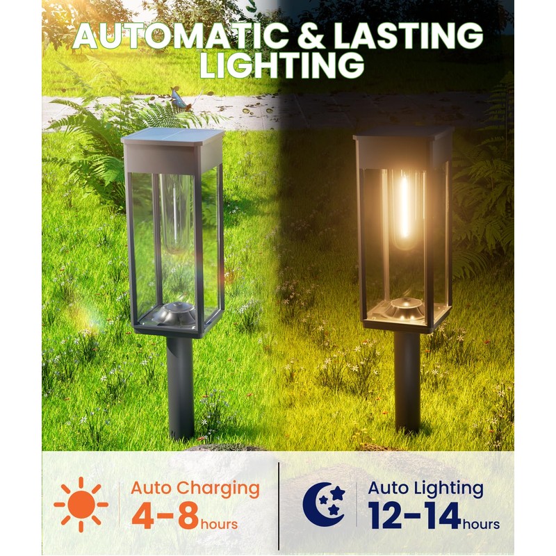 BITPOTT Bright Solar Pathway Lights Outdoor Waterproof IP65, 4 Pack