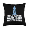 Cold Hands Warm Heart Ice Fishing Throw Pillow