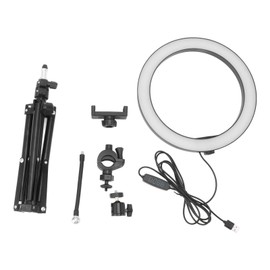26cm Selfie Ring Light High Brightness USB Rechargable LED Rim Lamp with Adjustable Tripod Stand for Live Stream Photography