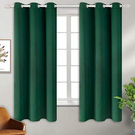 BGment Blackout Curtains - Grommet Thermal Insulated Room Darkening Bedroom and Living Room Curtains, Set of 2 Decorative Curtain Panels (42 x 63 Inch, Emerald Green)