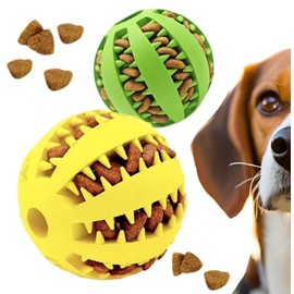 MyPats Pelota Multifuncional para Perros. 2 pza Grande y Chica, Dispensador de Comida, Limpieza Dental y Reducción de Ansiedad, Juguete para Perros Duradero para Masticar y Entrenar (Amarilla + Verde)