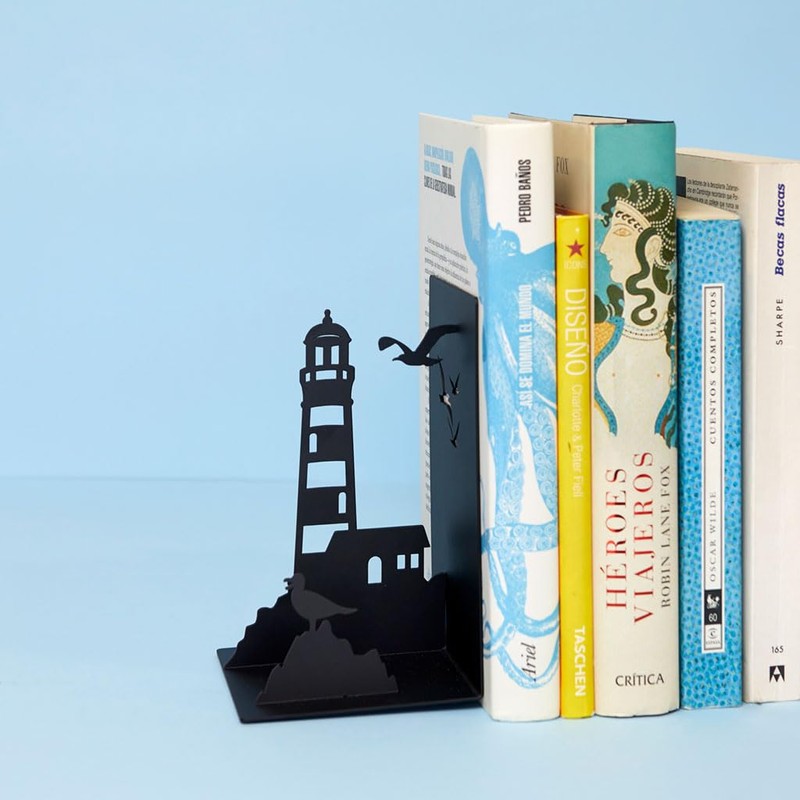balvi Lighthouse Bookends Black Classic View of the Coast: Lighthouse