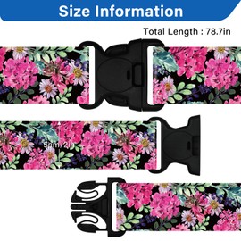 Luggage Straps for Suitcases, Travel Adjustable Belt with Quick Release Buckle, Heavy Duty Nylon Bag Packing Strap, Unique Bright Identifiers Business Travel Accessories (2 Pack)-Pink Flowers