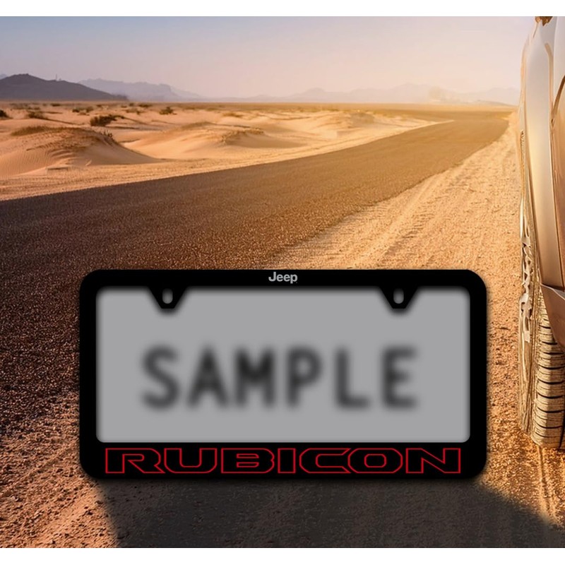 Jeep Rubicon UV Printed Black Plastic License Plate Frame