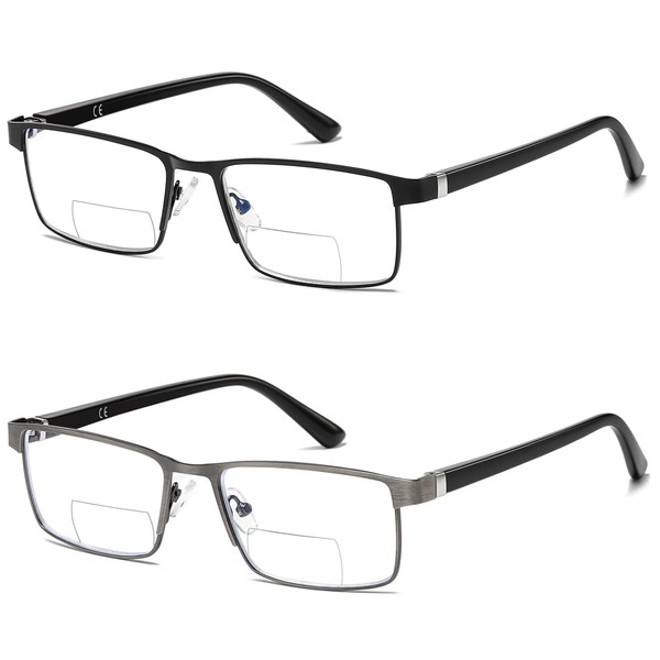 LKEYE Bifocal Reading Glasses Men Progressive Blue Light Blocking Computer