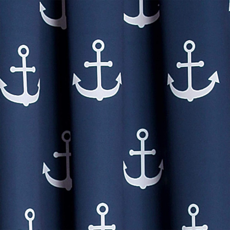 Lush Decor Darkening Window Curtain Set, Navy Anchor Print, 84"