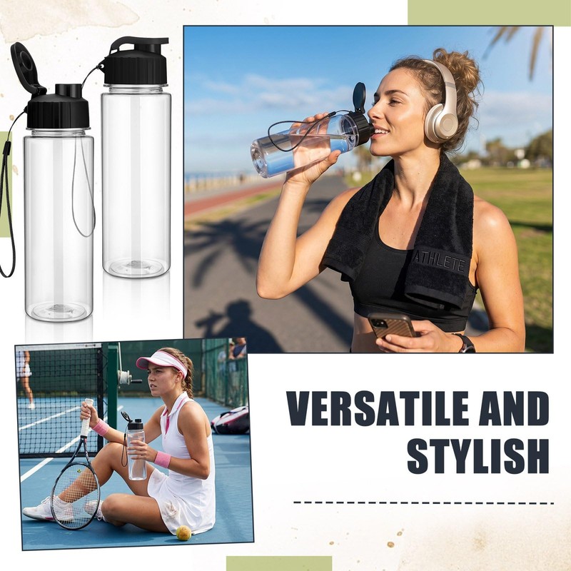 100 Pieces Reusable Plastic Water Bottles Bulk, Black