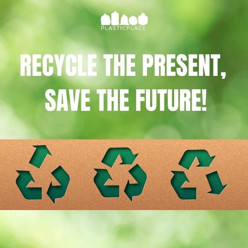 Plasticplace 65 Gallon Recycling Trash Bags │1.5 Mil │ Blue