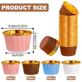Lighterday 200Pcs Cupcake Cases 4 Colors Mixed Muffin Cases for Baking Greaseproof Foil Baking Cups,Muffin Cases for Weddings Birthdays Party (White/Coffee/Pink/Blue)