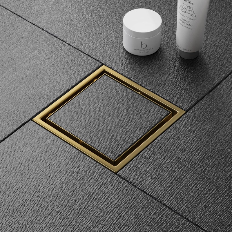 6-Inch Square Shower Drain with Hair Catcher, 2-in-1 Tile Insert