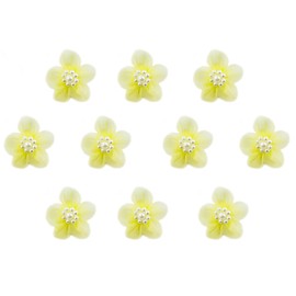 HAND® Light Yellow Organza Flower Sew On Trims with Pearl Effect Clusters - 35 mm - Pack of 20
