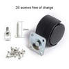 Copapa 1" Dia Plastic Wheel Metal Top Plate Swivel Ball
