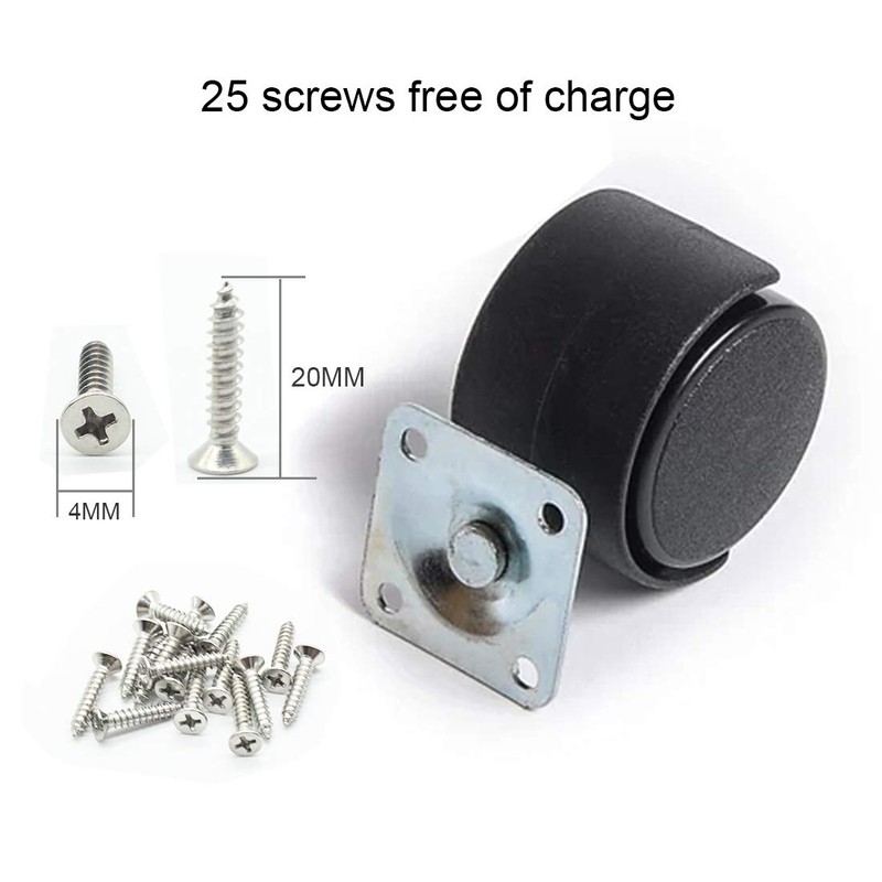 Copapa 1" Dia Plastic Wheel Metal Top Plate Swivel Ball