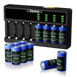 Tectra 123A Rechargeable Batteries for Arlo, 12-Pack Lithium 123A Batteries 3.7V 750mAh for Arlo Camera VMS3130 VMC3030 VMK3200 VMS3330 3430 3530, Alarm System, Flashlights, Microphone