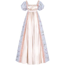 CR ROLECOS Regency Dress Women Empire Waist Regency Costume Victorian Luxurious Satin Southern Belle Dresses XL