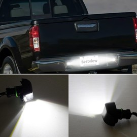 Bestview LED License Plate Light Lens Tag Lights Rear Lamp with Socket Wire Harness Assembly Replacement for Nissan Frontier 2007-2019，Armada Titan Xterra Suzuki Equator Pickup Truck, 2 PCS