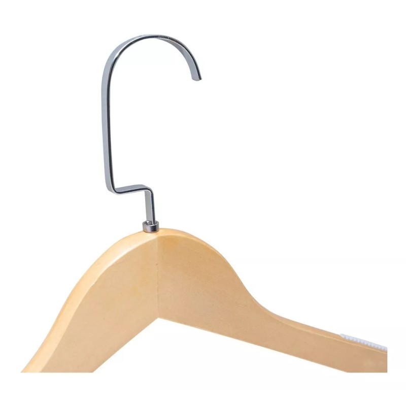 Exhivit Gancho De Madera P/ Ropa Con Anti-derrapante Paq C/10