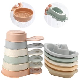 Bath Toys Floating Boats Train with Bathing Spoon,11 Pcs Water Table Toys Mold Free Baby Bath Toys for Toddlers 1-3/Infants 6-12-18 Months,No Mold Bathtub Toys Shower Toys for 1 2 3 4 Year Old