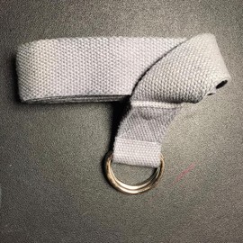 D-Ring Buckle Cotton Belt for Yoga Stretching Exercise Durable Flexible 6FT (Grey)