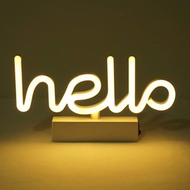 Neon Indoor Night Light, LoveNite Battery Operated & USB Powered Glowing Neon Decorative Sign LED Light for Room Party Festival Decorations (Warm White)