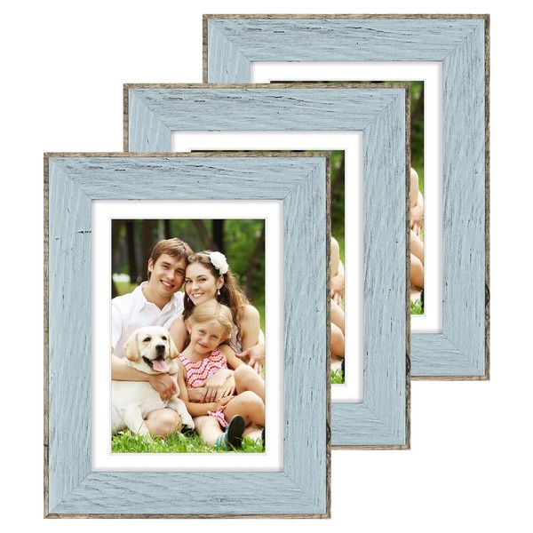 Golden State Art,5x7 Picture Frame - Blue and Grey Rustic